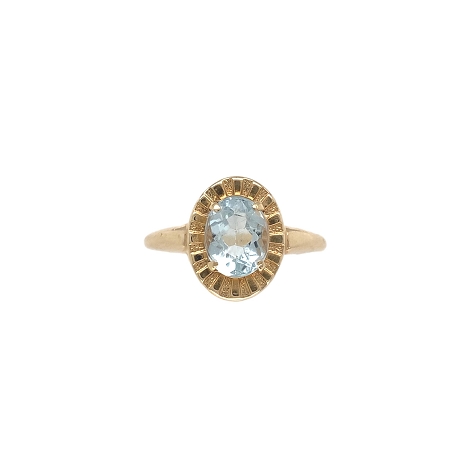 10K Yellow Gold Ring with Oval 1.22ct Aquamarine  Size 7  j6771